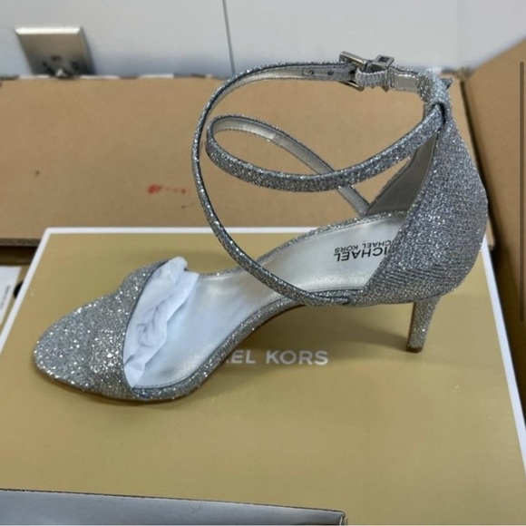 Michael Kors Ava Mid Sandal in Silver Glitter Mesh- Size 9 and 9.5 $125 - Picture 3 of 4